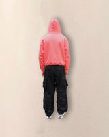 DOUBLE LAYERED ZIP HOODIE - CORAL